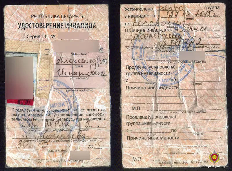 Бланк подлинный, но фото переклеено, печать дорисована, а к имени добавлены буквы. Фото: ГКСЭ