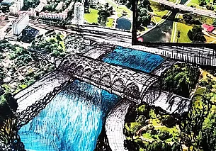 Могилевская Дубровенка, мост Влюбленных: рисунки художника